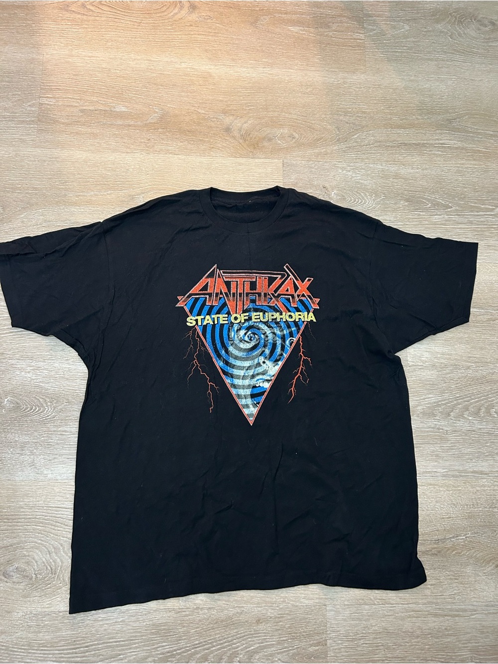 Anthrax Shirt Mens XL Black State Of Euphoria Graphic Band Rock Music Tee